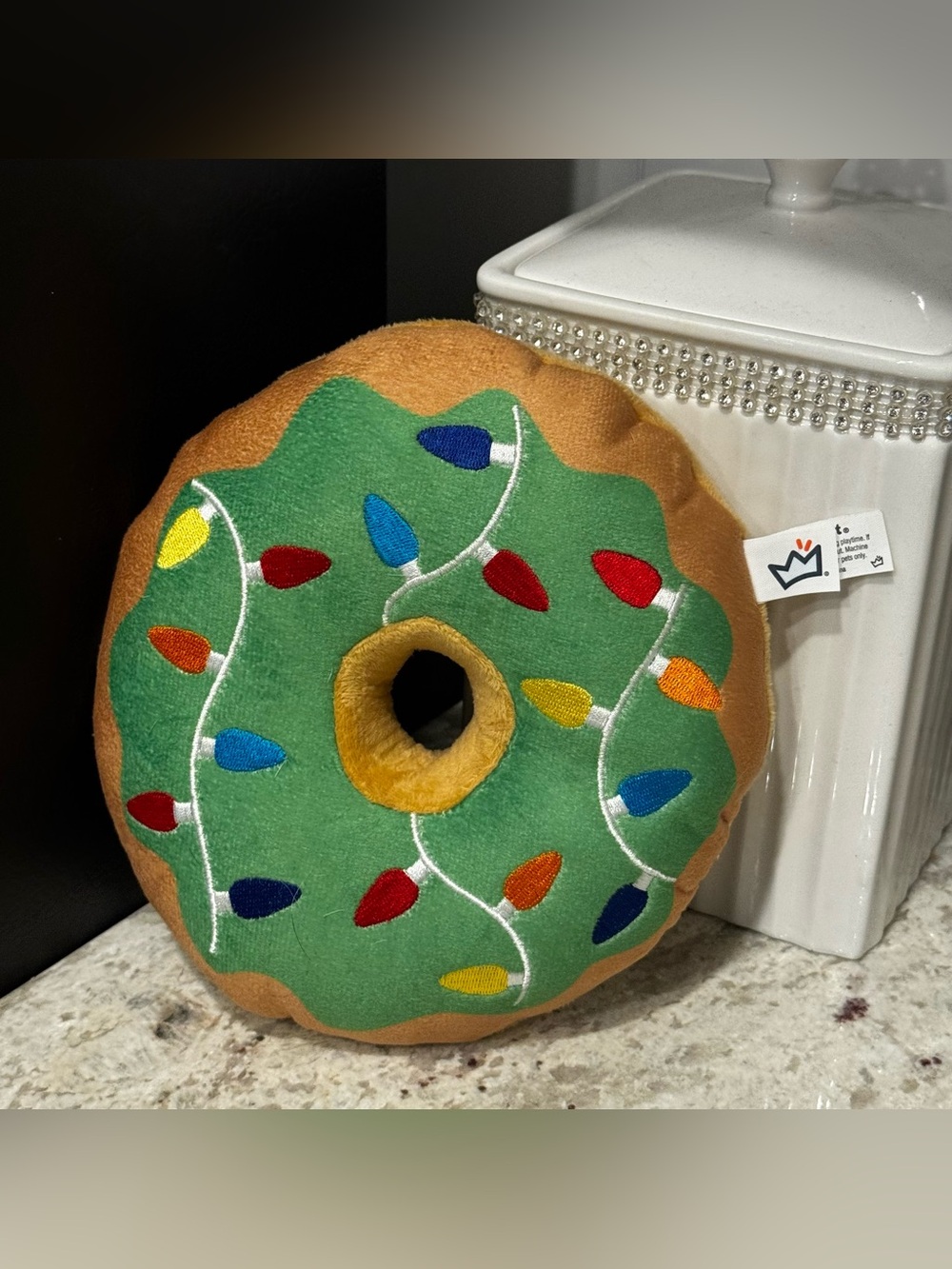 Holiday Donut Plush Dog Toy - Green Frosting